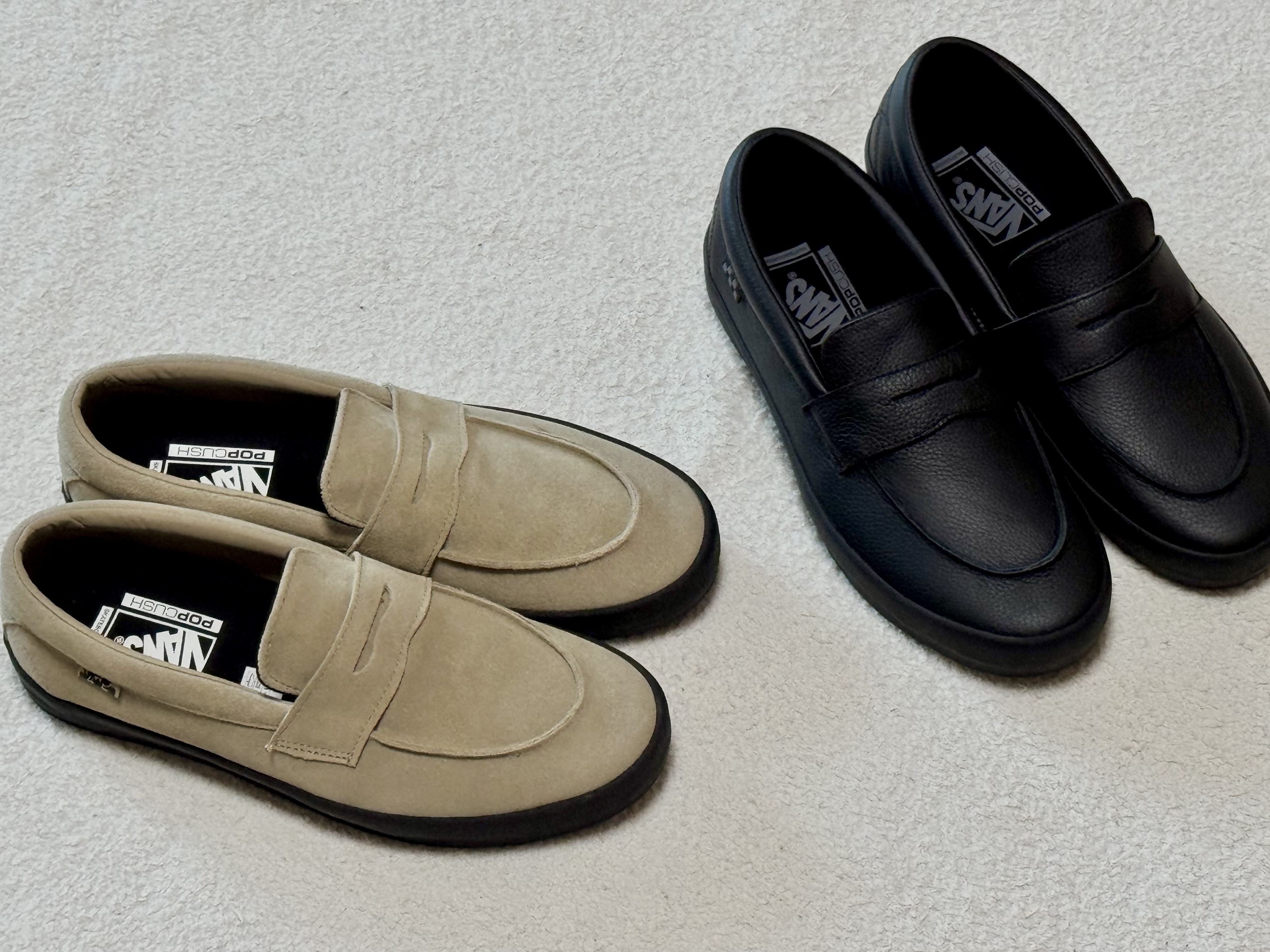 Vans Skate Loafer Suede Beige, Vans Skate Loafer Suede Black 착용 스타일 - 5