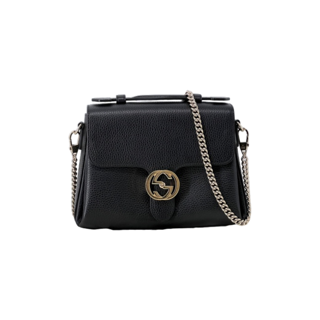 ITP8R4LVNMUQ Gucci GG Interlocking Top Handle Chain Small Shoulder Bag Black 510302