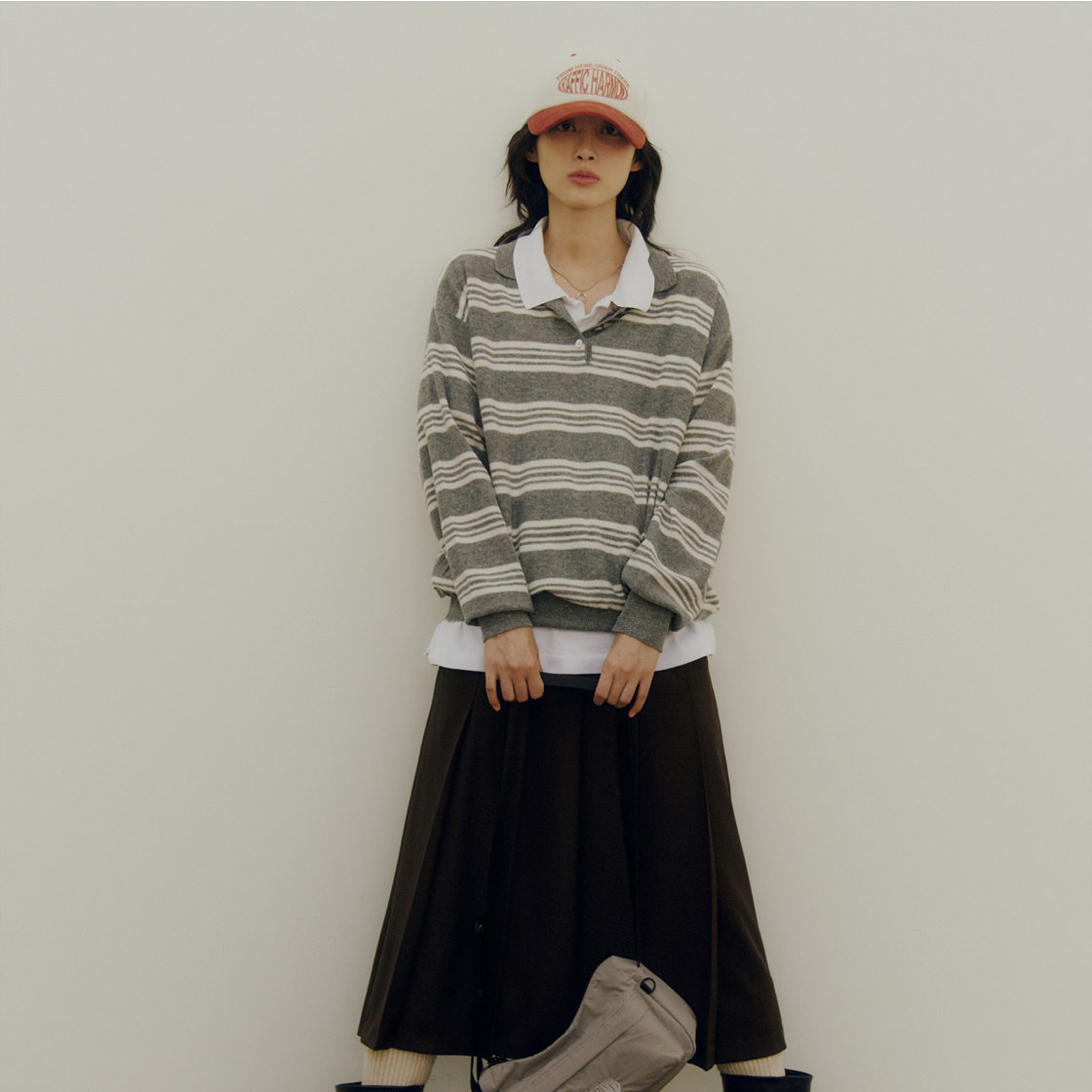 트래픽하모니 코듀로이 라운드 로고 딥핏 볼캡 아이보리&오렌지(Traffic Harmony Corduroy Round Logo Deep Fit Ball Cap Ivory & Orange) - 5