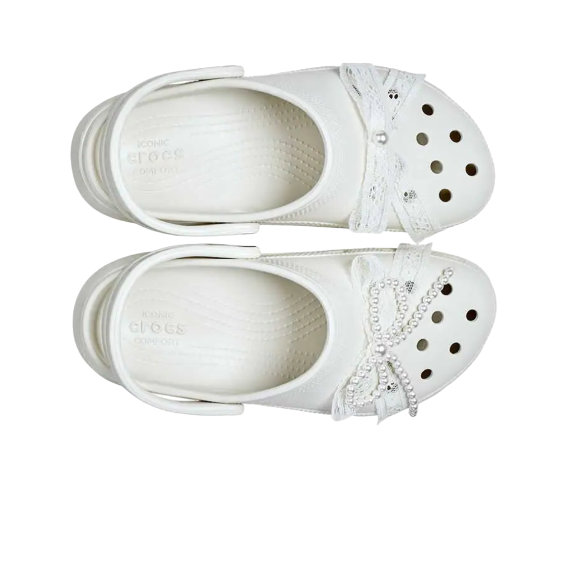 (W) 크록스 클래식 펄리 레이스 플랫폼 클로그 리넨((W) Crocs Classic Pearly Lace Platform Clog Linen) - 2