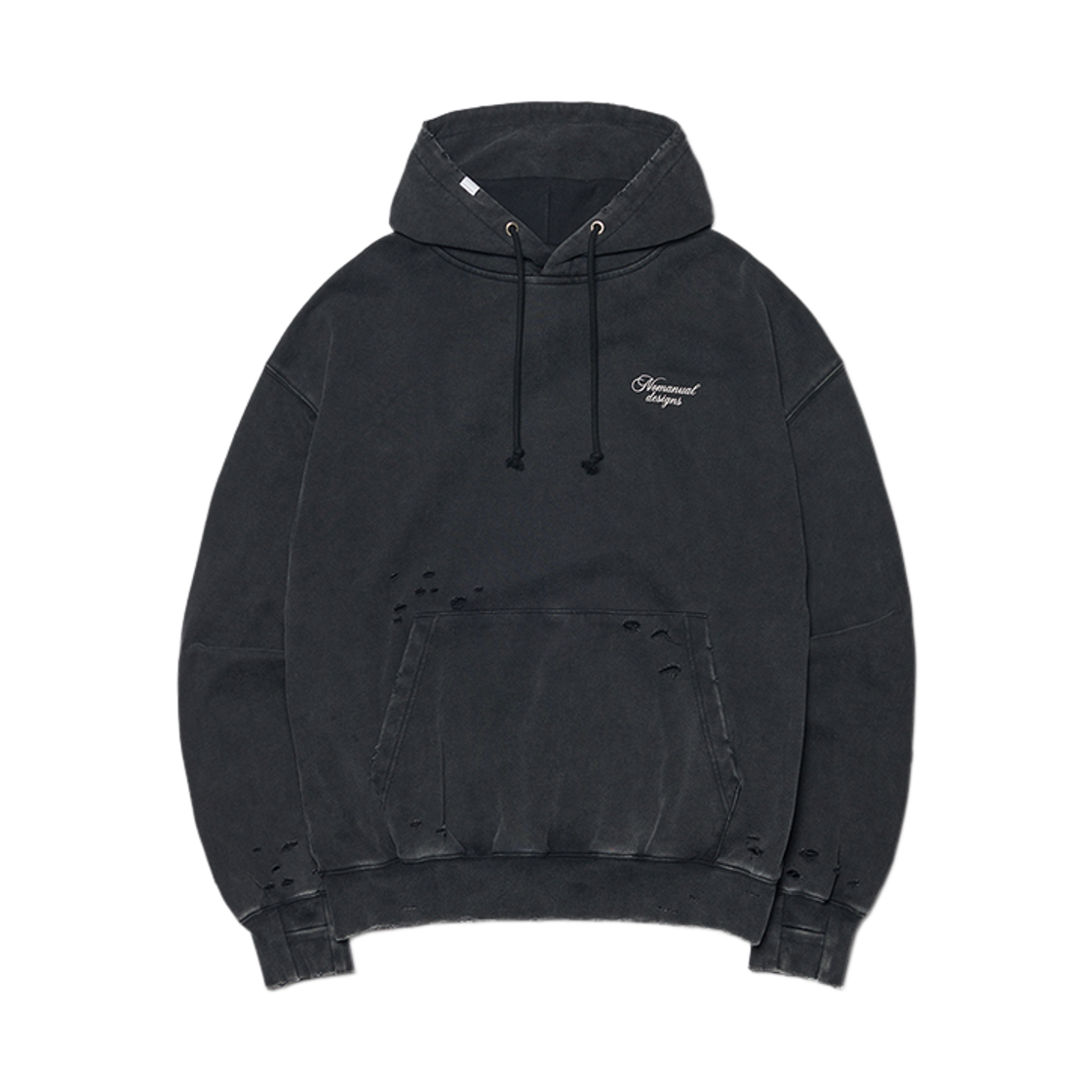 NMWF52HD19WBK NOMANUAL Damaged Hoodie Washed Black
