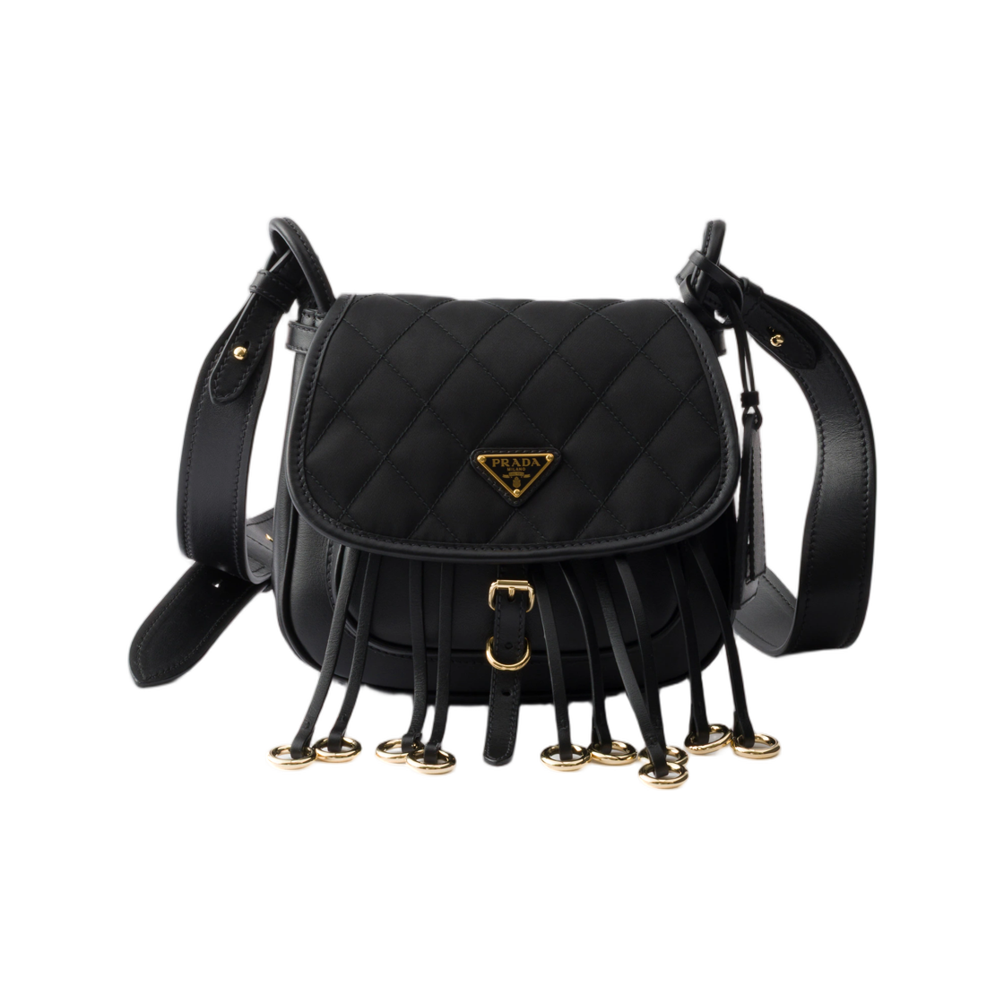 1BD412-2ZU8-F0002 Prada Corsaire Re-Nylon and Leather Mini Shoulder Bag Black
