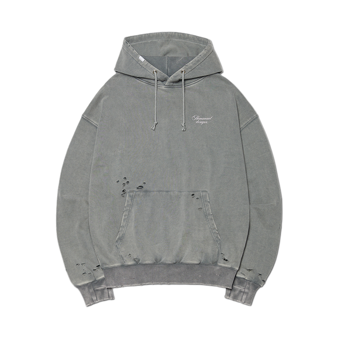 NMWF52HD19WGY NOMANUAL Damaged Hoodie Washed Gray