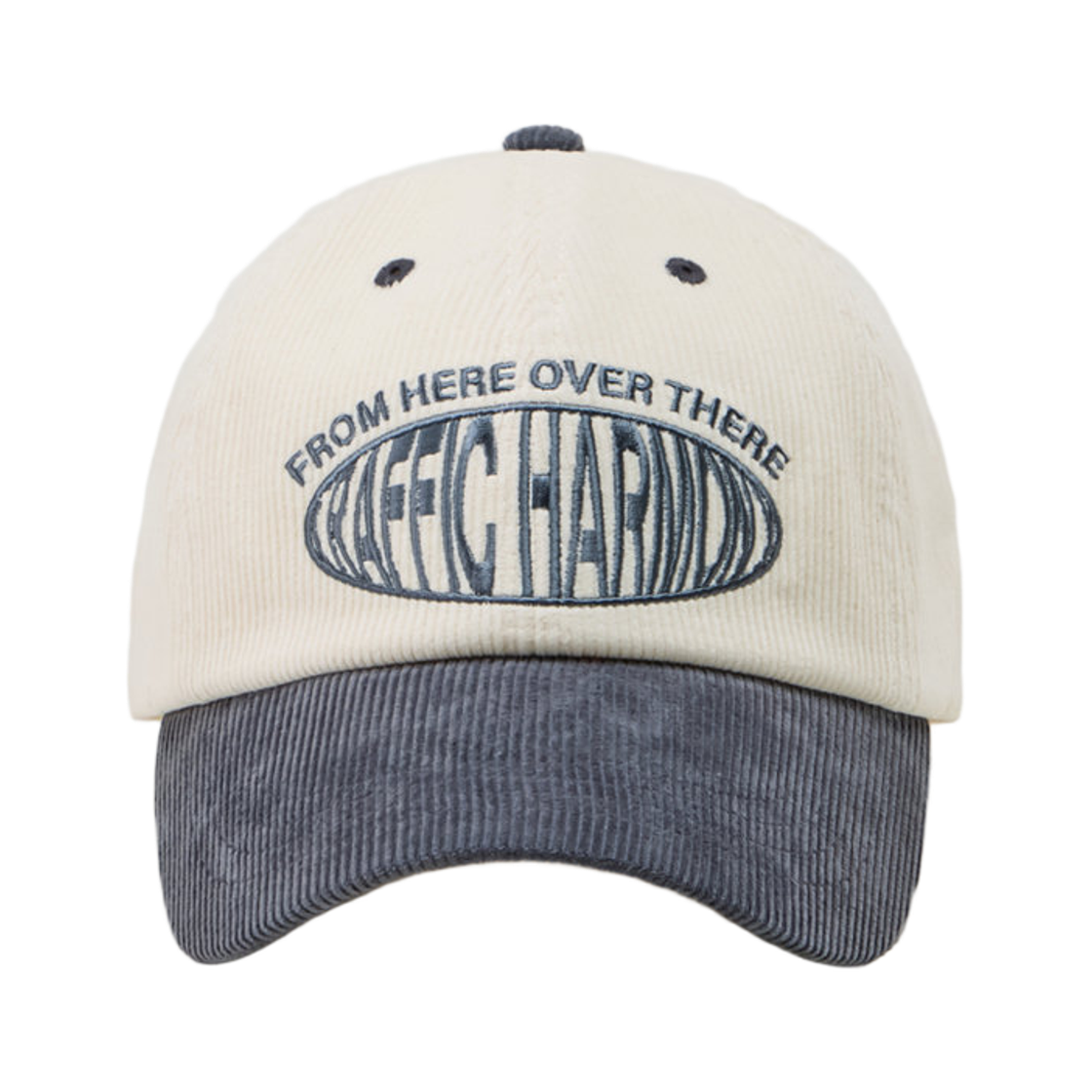 THUBC00456GRS Traffic Harmony Corduroy Round Logo Deep Fit Ball Cap Ivory & Grey