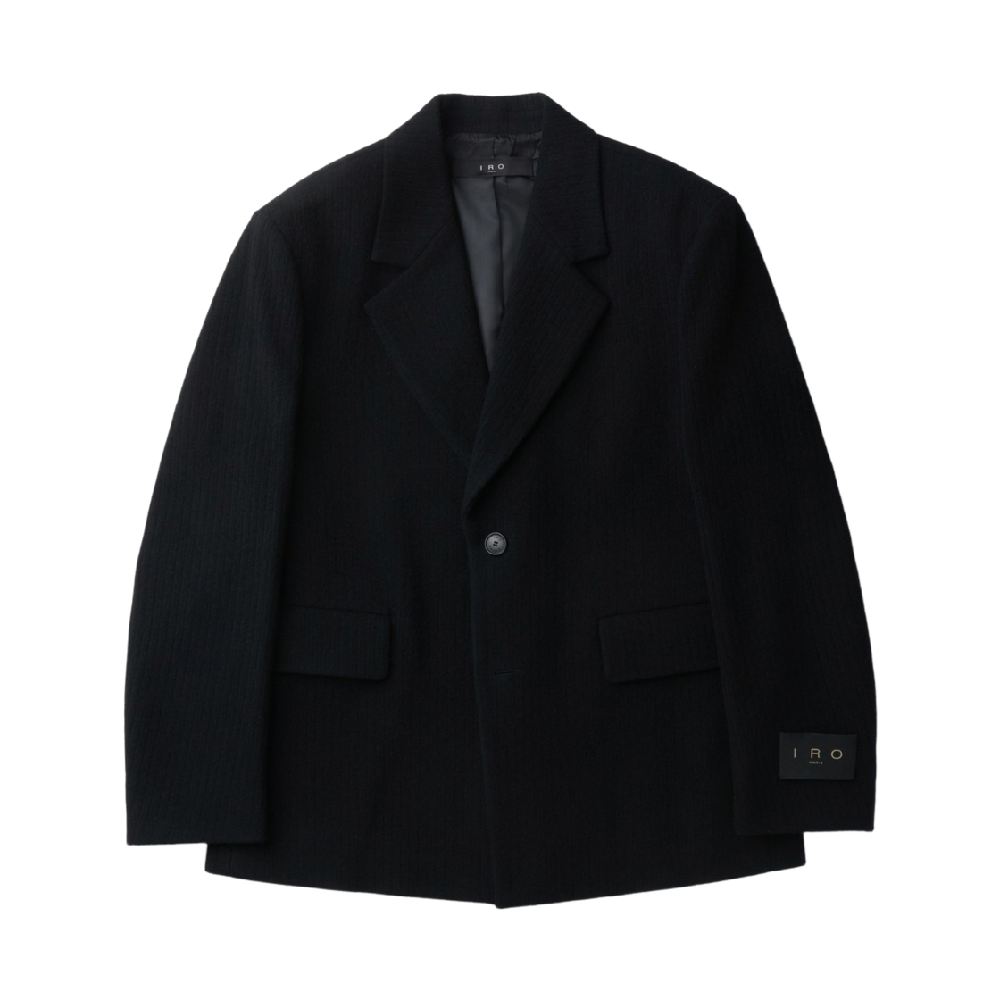 이로 미스웨트랄 울 스웨트라이프 패턴 투버튼 자켓 블랙(Iro Mistral Wool Stripe Pattern Two Button Jacket Black) - 2
