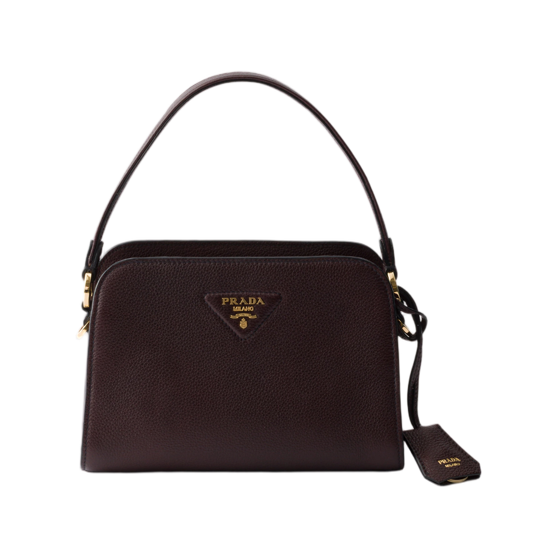 1BA510-2DKV-F05T8 Prada Leather Mini Handbag Dark Brown