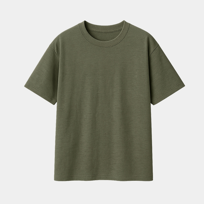 GCIN2030-카키 GCLIP Essential Cotton Crewneck Loose-Fit T-Shirt Khaki