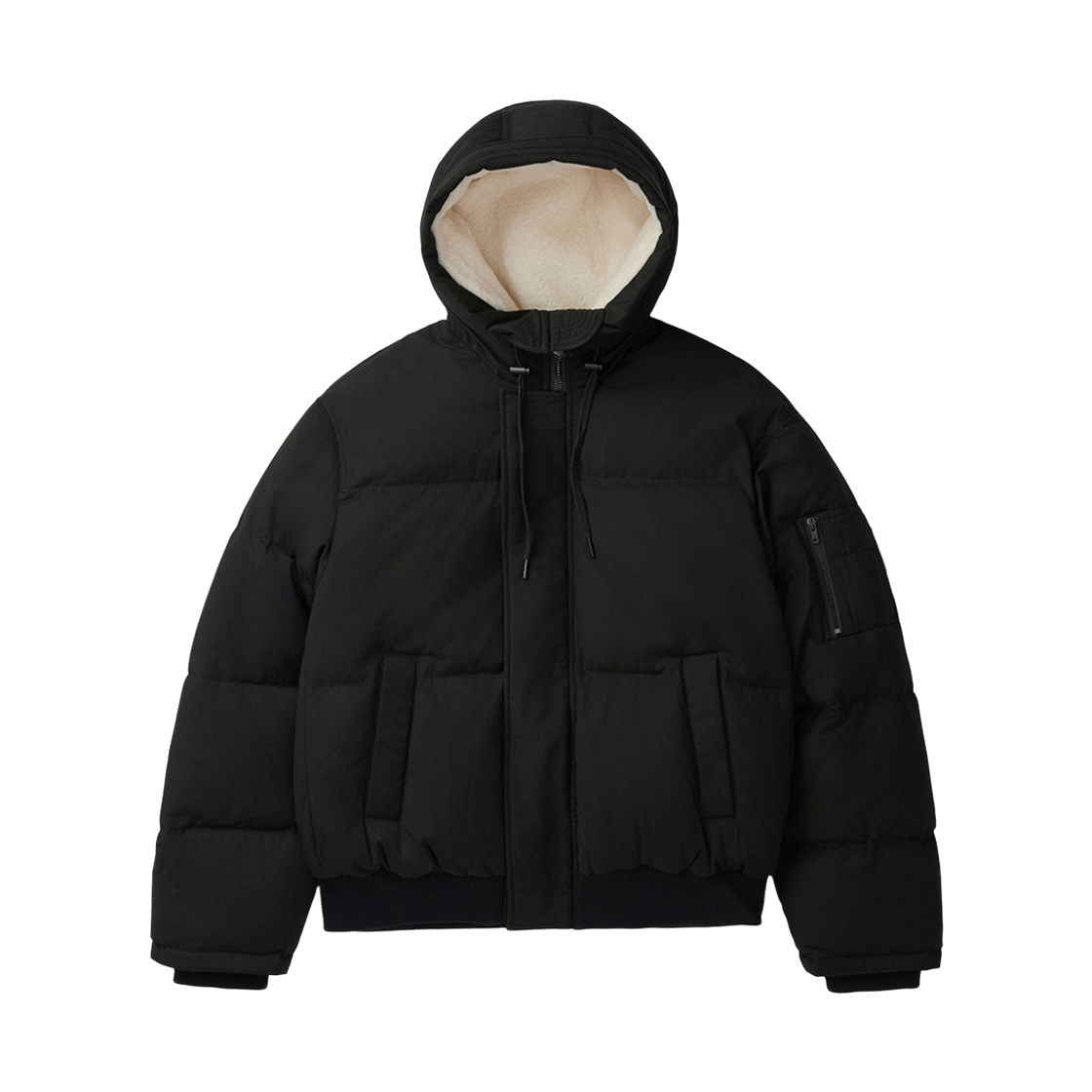 이로 니로 플리스웨트배색 다운 점퍼 블랙(Iro Niro Fleece Color-Block Down Jumper Black)