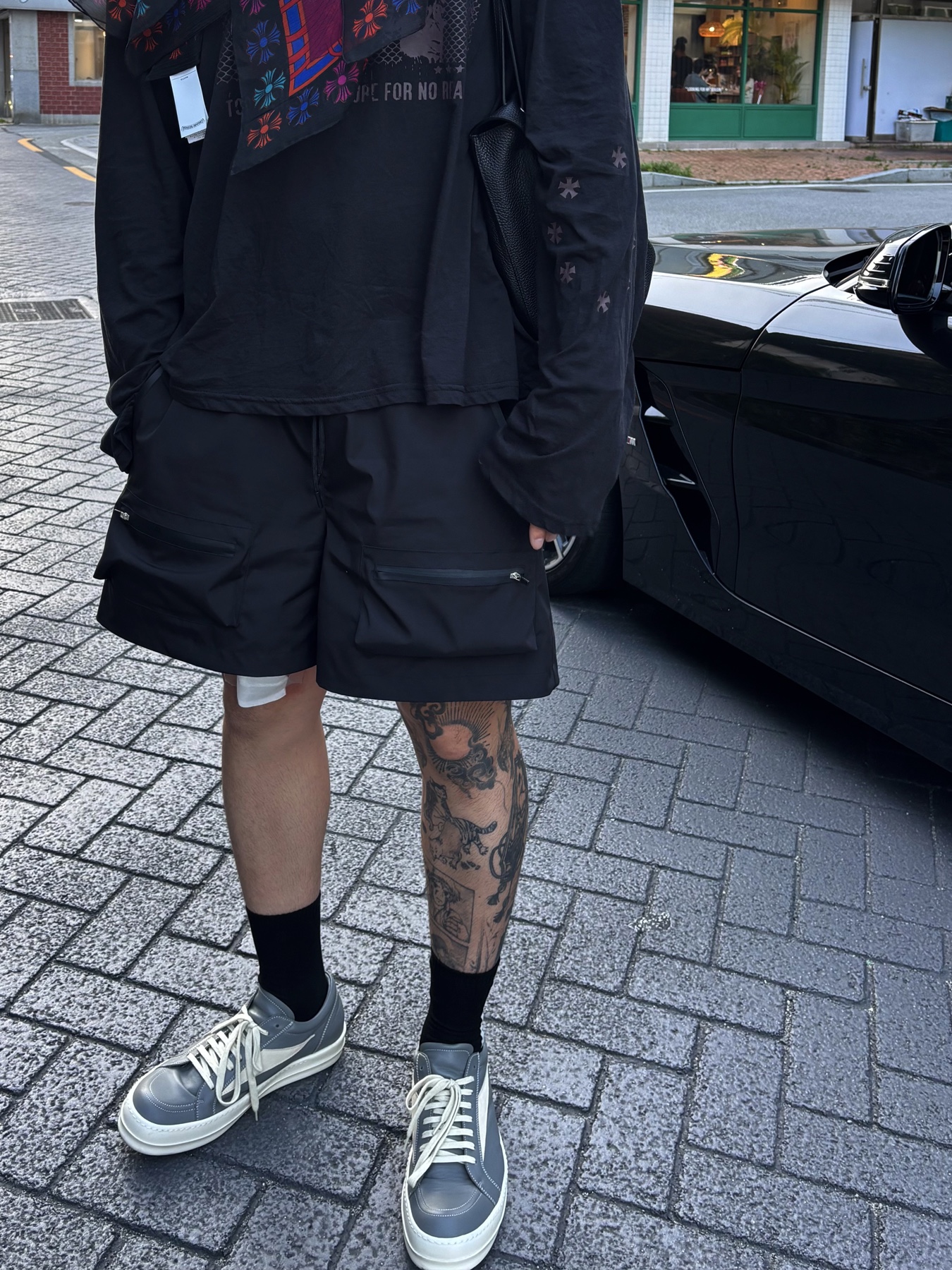 Wapworks Hydro Signal Trace Shorts black, Wapworks Airflow Light Long Sleeve Black 착용 스타일 - 2