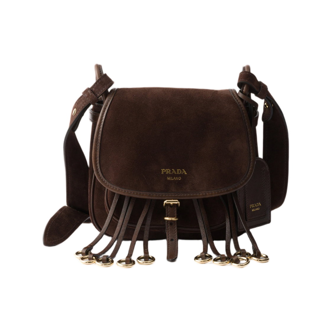 1BD412-2C4S-F0003 Prada Corsaire Suede Mini Shoulder Bag Dark Brown