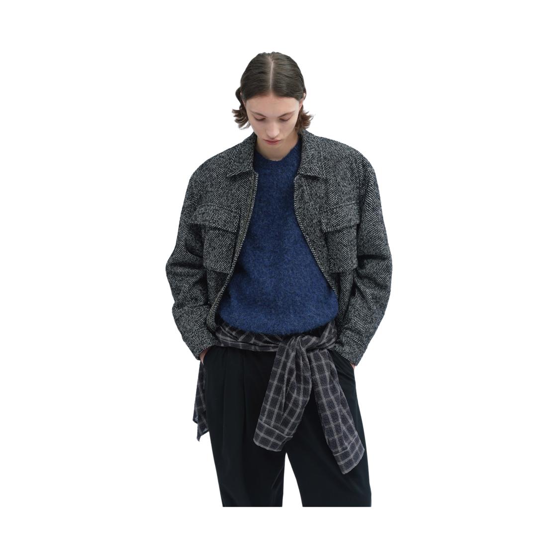 이로 라뷔르 헤링본 빅포켓 블루종 블랙(Iro Ravure Herringbone Big Pocket Blouson Black) - 3