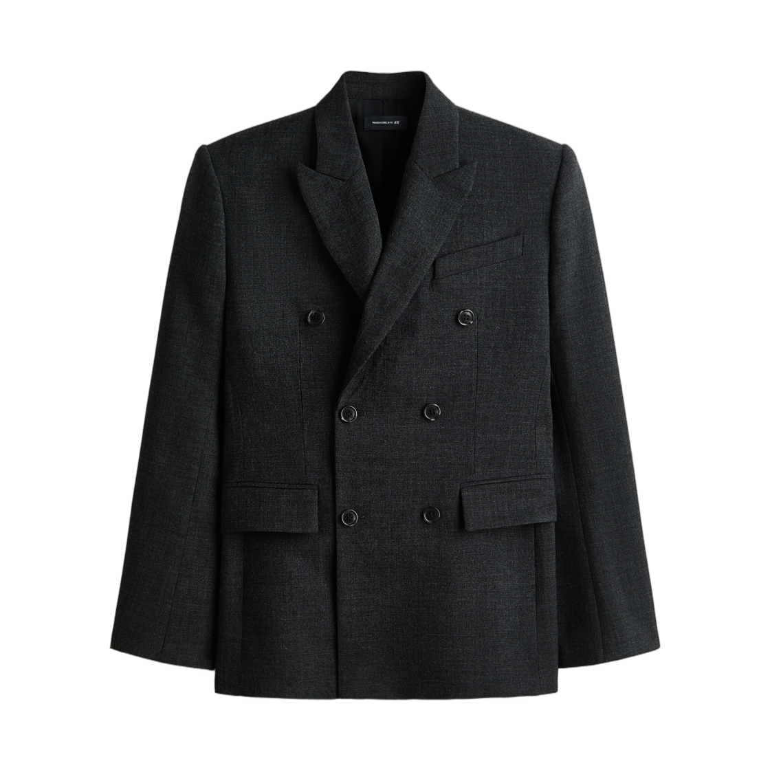 (W) 에이치앤엠 x 워드로브.NYC 더블 브레스티드 울 블레이저 다크 그레이 멜란지((W) H&M x Wardrobe.NYC Double-Breasted Wool Blazer Dark Gray Melange)