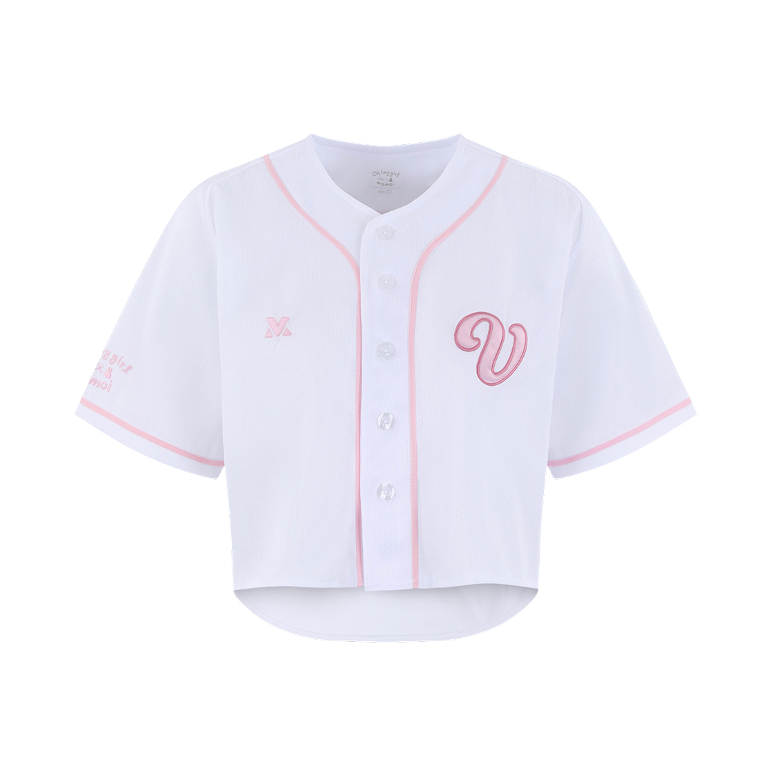 오마이걸 x 모모이 크롭 유니폼 핑크(Oh! my girl x momoi Crop Baseball Jersey Pink) - 1