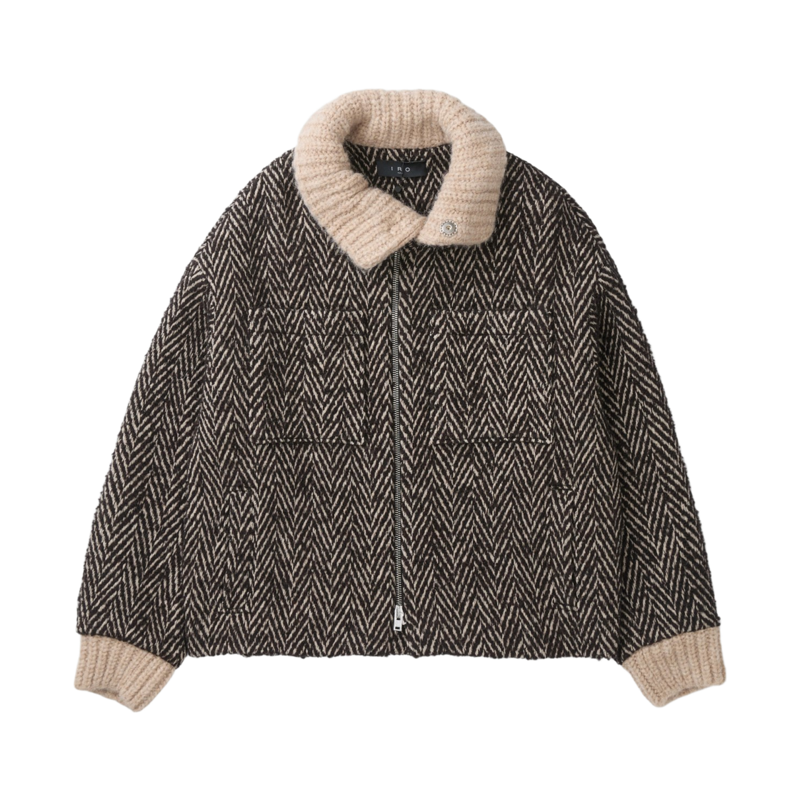 이로 사노비스웨트 니트 하이브리드 집업 자켓 베이지(Iro Sanobspe Knit Hybrid Zip-Up Jacket Beige) - 2