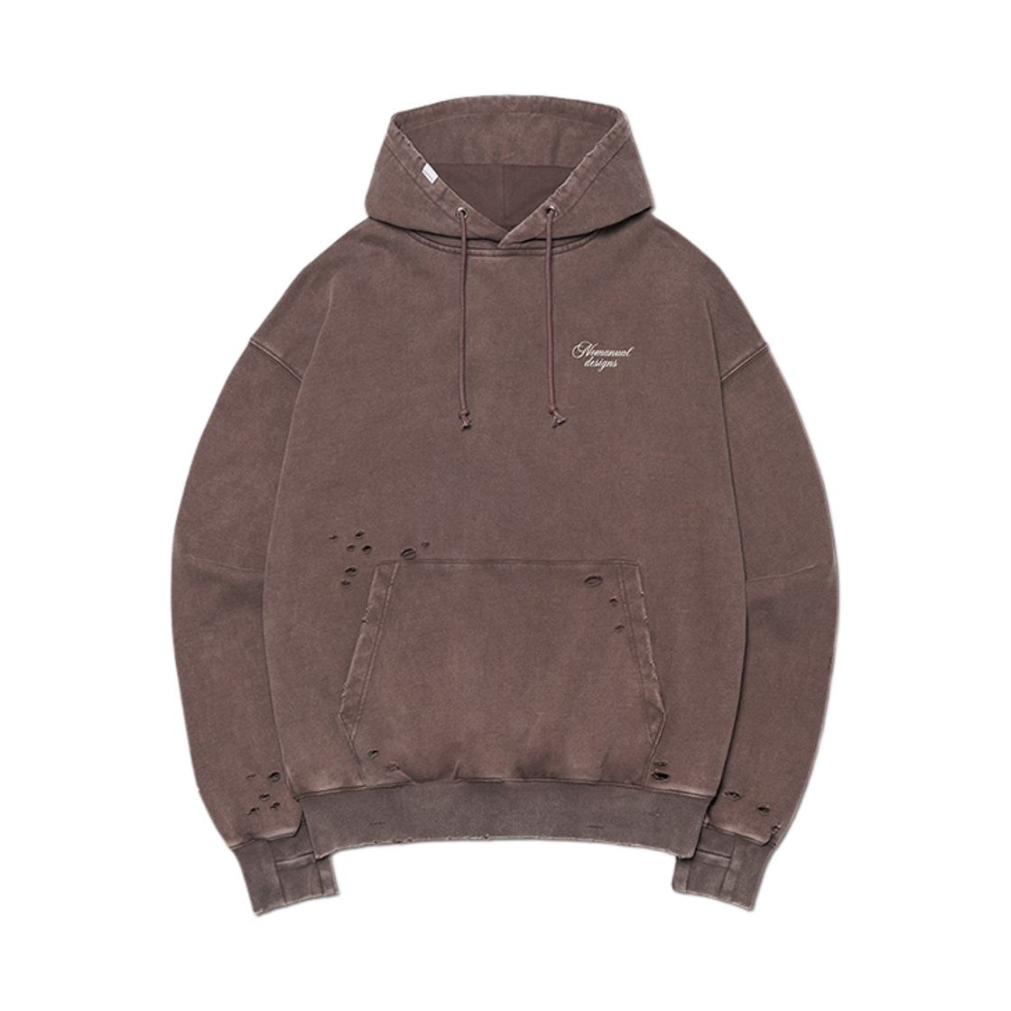 NMWF52HD19WBR NOMANUAL Damaged Hoodie Washed Brown