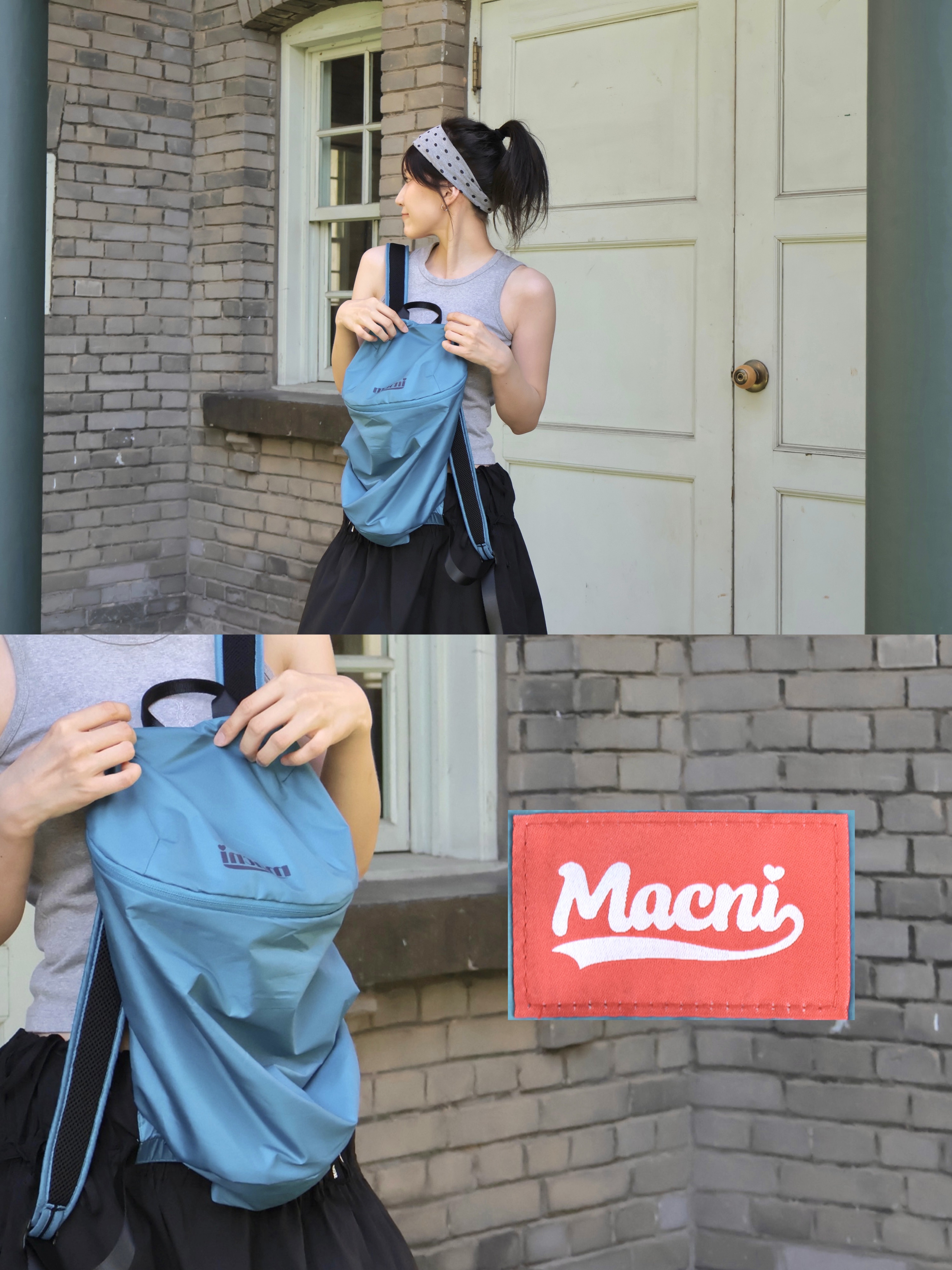 MACNI Cloud Backpack Emerald 착용 스타일 - 2