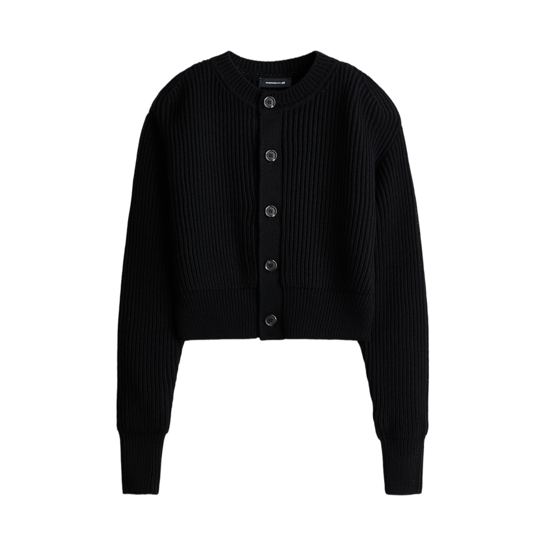 (W) 에이치앤엠 x 워드로브.NYC 숄더 패드 울 가디건 블랙((W) H&M x Wardrobe.NYC Shoulder-Pad Wool Cardigan Black)