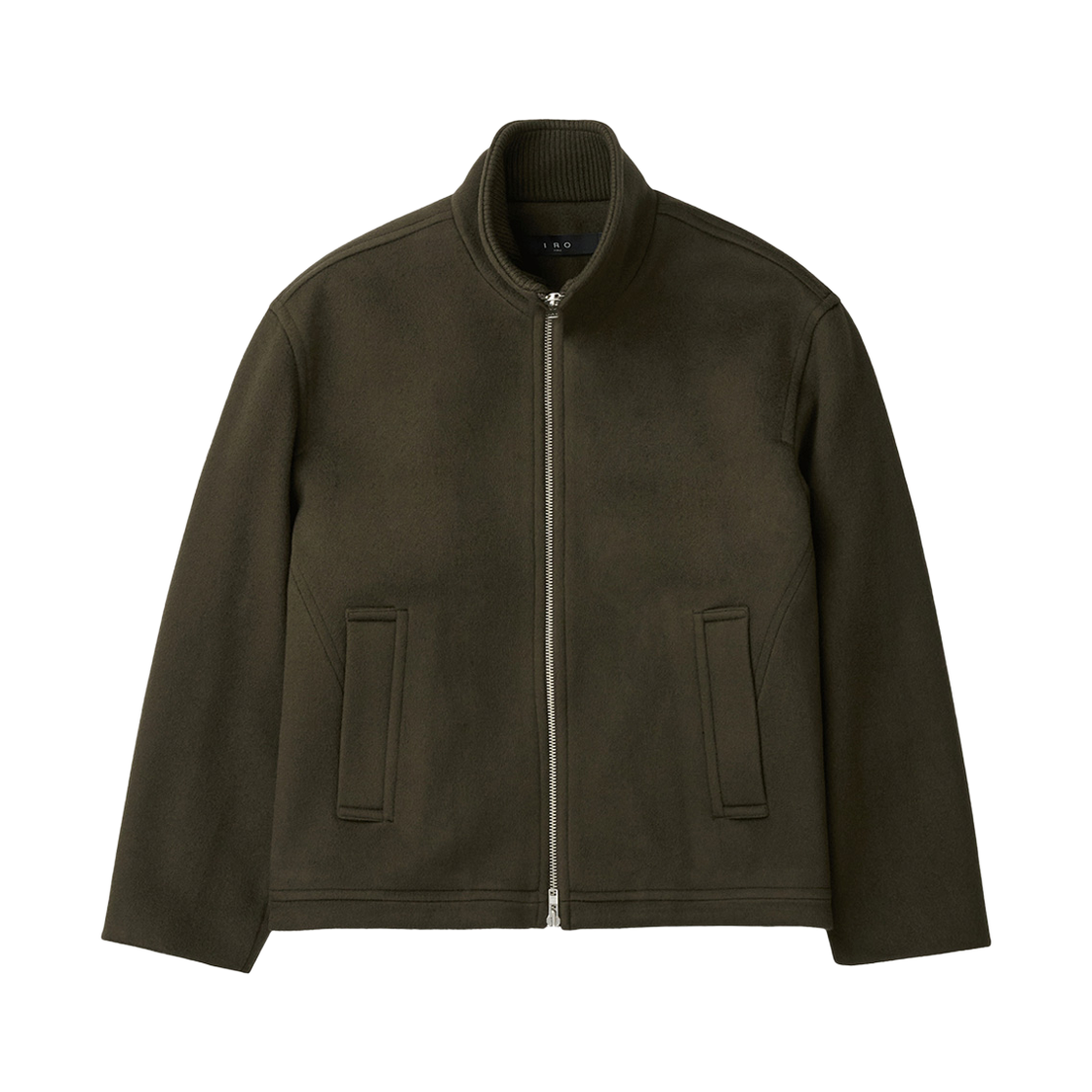 이로 로프트 캐시미어 블랜드 집업 하이넥 숏코트 다크 브라운(Iro Loft Cashmere Blend Zip-Up High Neck Short Coat Dark Brown)