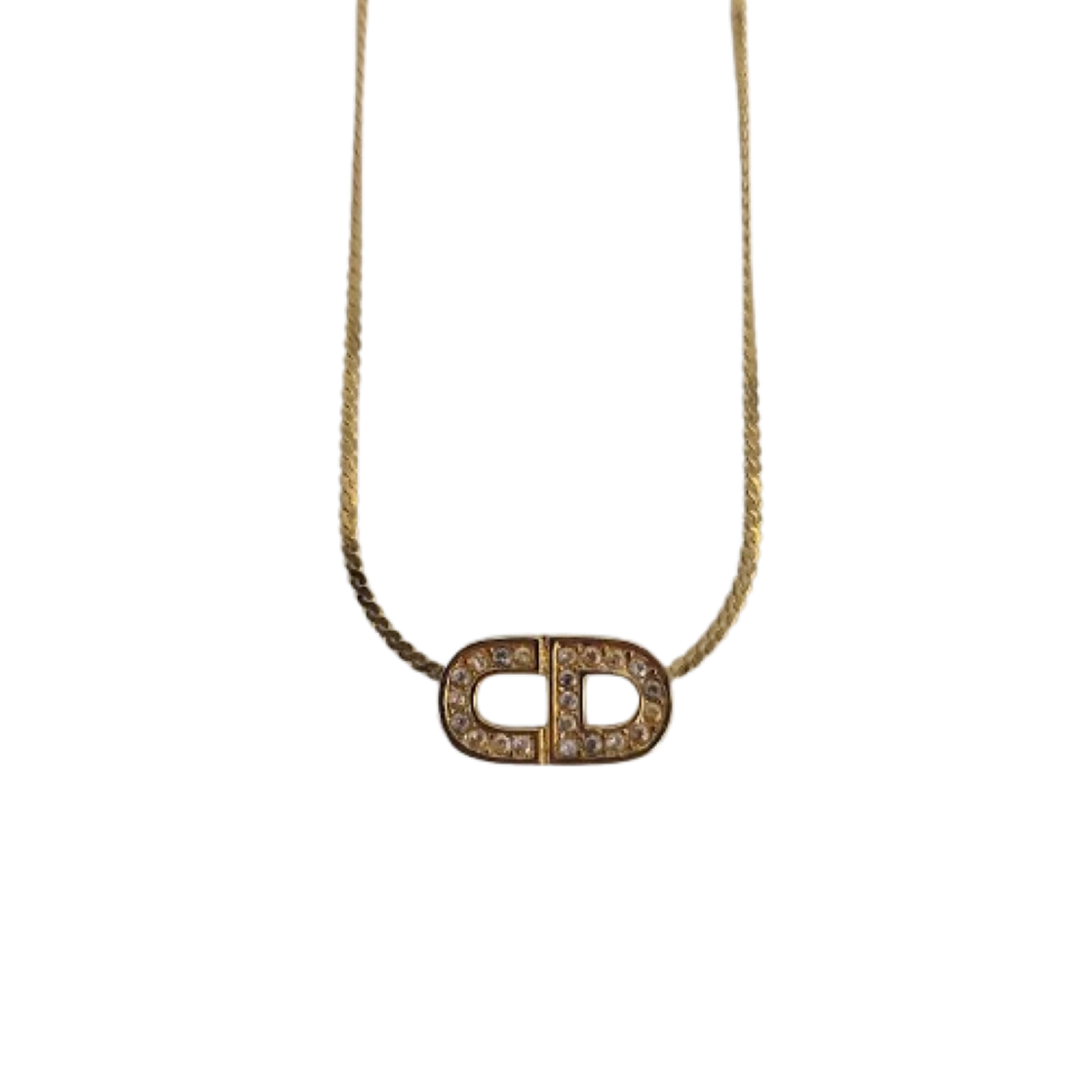 ITI7N9N42ELN Dior Vintage Line Stone CD Logo Necklace