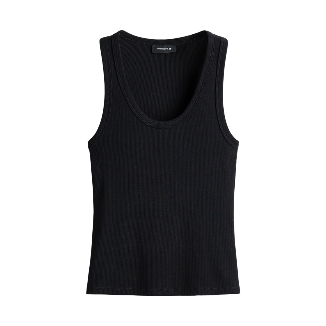 (W) 에이치앤엠 x 워드로브.NYC 립드 탱크탑 블랙((W) H&M x Wardrobe.NYC Ribbed Tank Top Black)