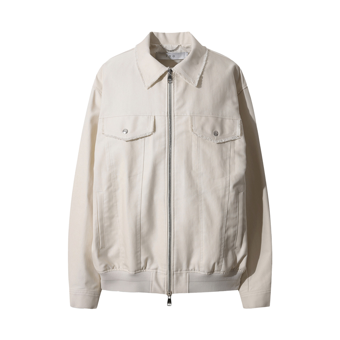 IQJAM25707IVX Iro Eclat Raw Edge Zip-Up Collar Jacket Ivory