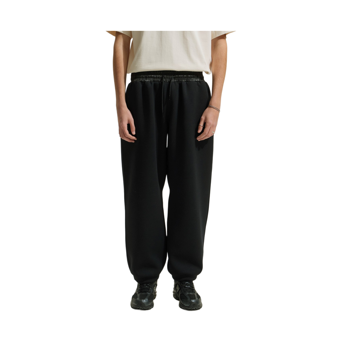 이로 세인트 밴딩 배색 와이드 조거 팬츠 블랙(Iro Saint Color-Block Banding Wide Jogger Pants Black) - 2