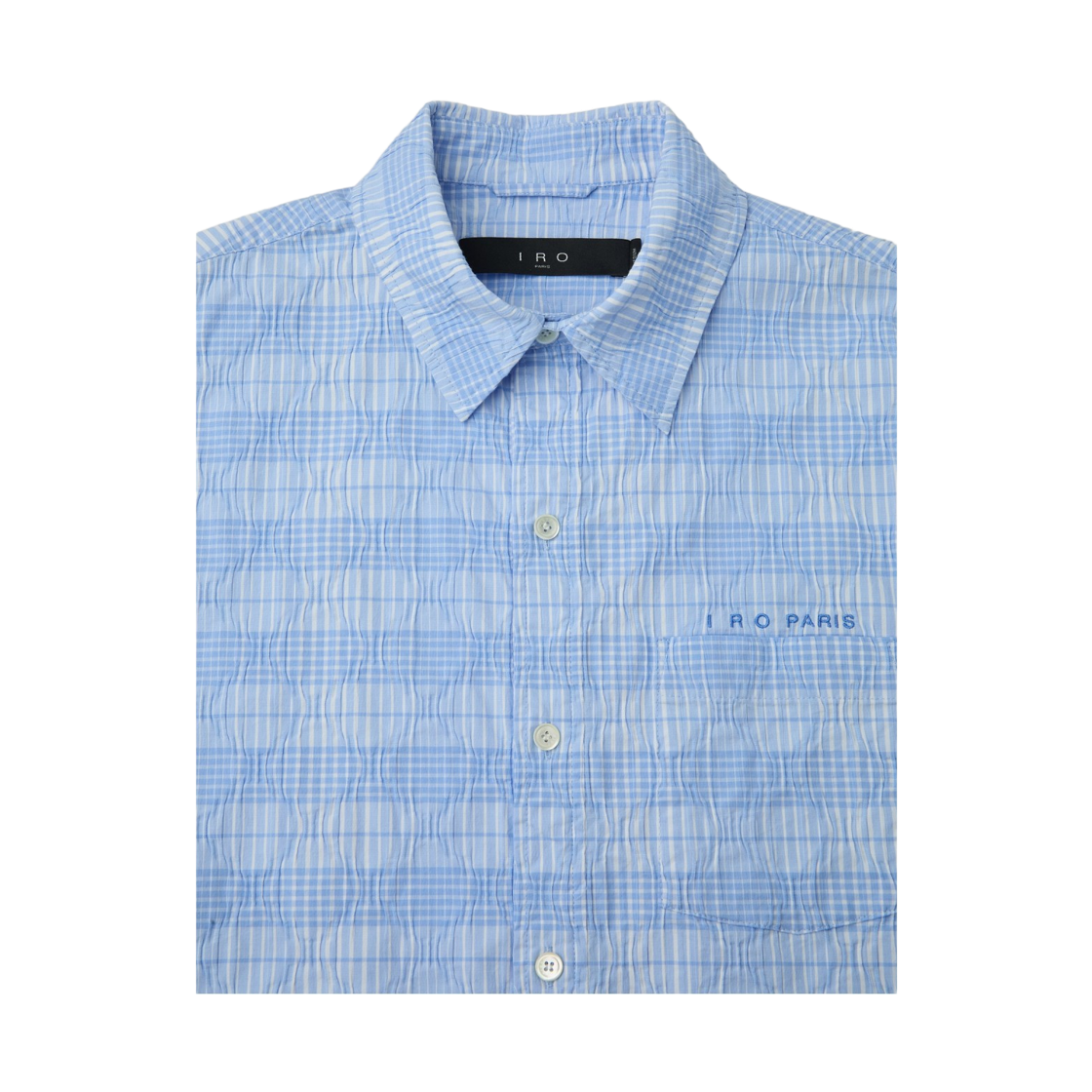 이로 플레이디 체크 크리즈 긴팔 셔츠 라이트 블루(Iro Plaidy Check Crease Long Sleeve Shirt Light Blue) - 4