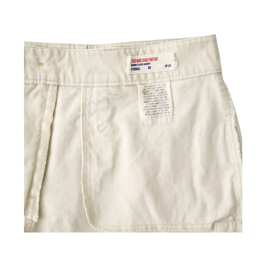 투위드 유틸리티 마이크로 쇼츠팬츠 에크루(Tuewid 004 Washed Utility Micro Shorts In Ecru) - 3