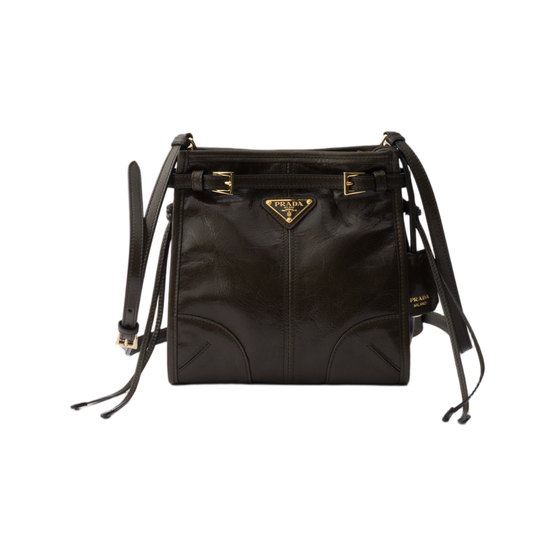 1BH229-2CYR-F05VJ Prada Bonnie Leather Mini Shoulder Bag Forest