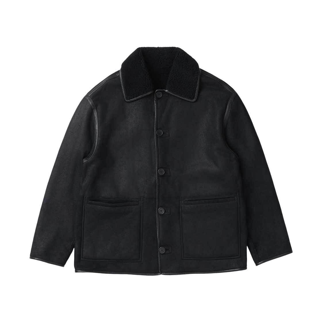 이로 코리 중기장 투 포켓 시어링 자켓 블랙(Iro Corri Mid-Length Two Pocket Shearing Jacket Black)