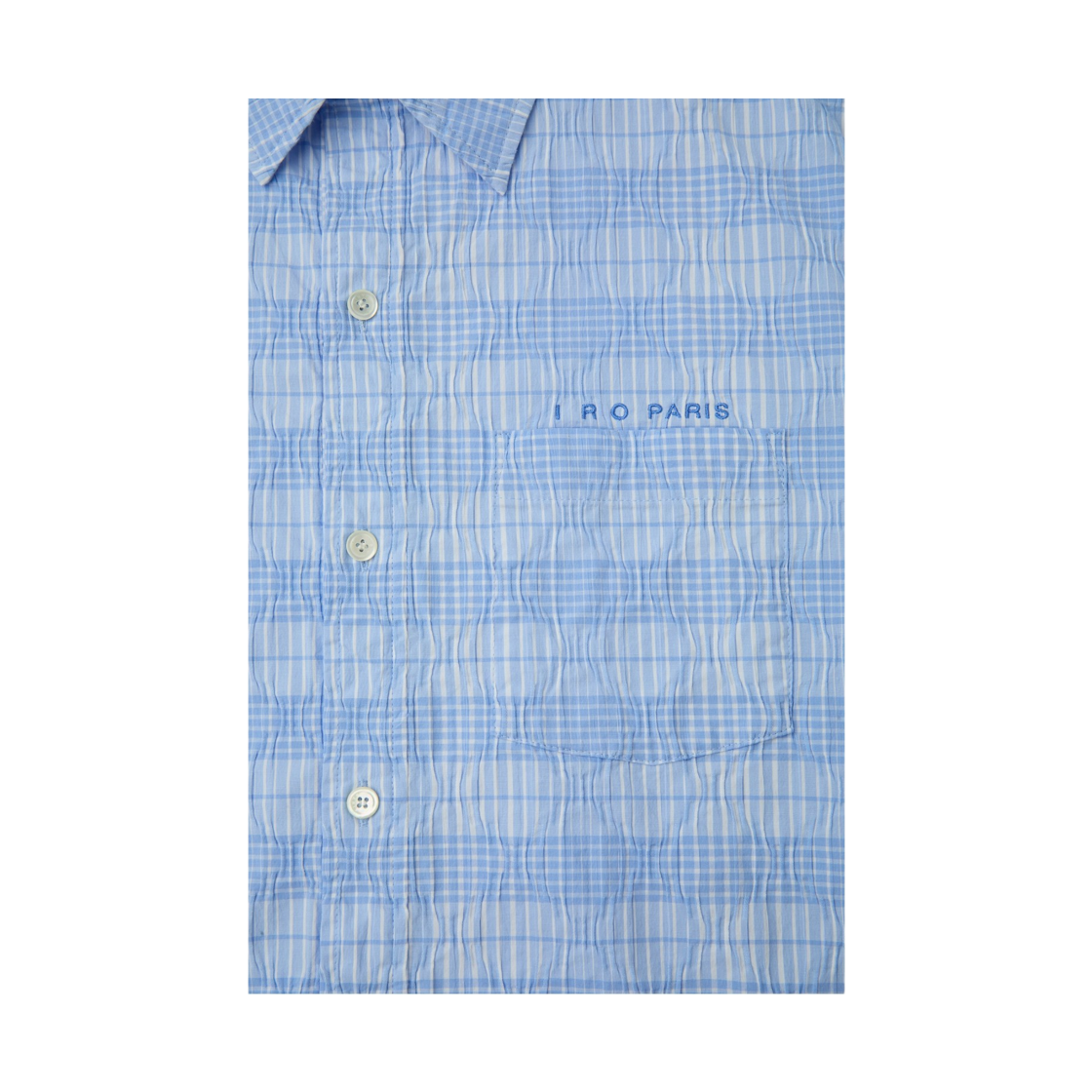 이로 플레이디 체크 크리즈 긴팔 셔츠 라이트 블루(Iro Plaidy Check Crease Long Sleeve Shirt Light Blue) - 5