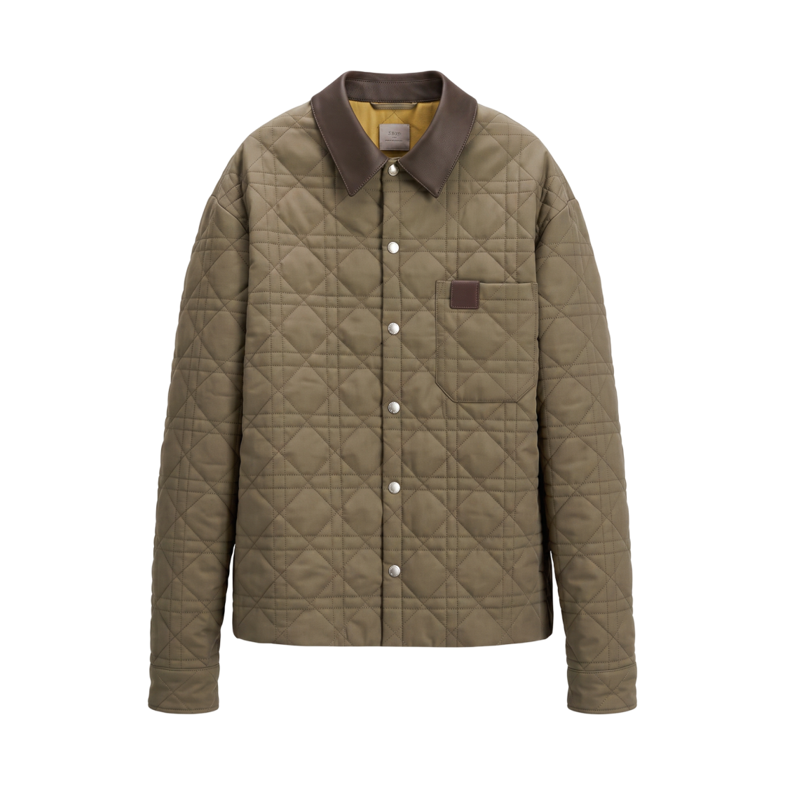 693C542A3141-C131 Dior Leather Dior Patch Cannage Overshirt Deep Beige Cotton Twill