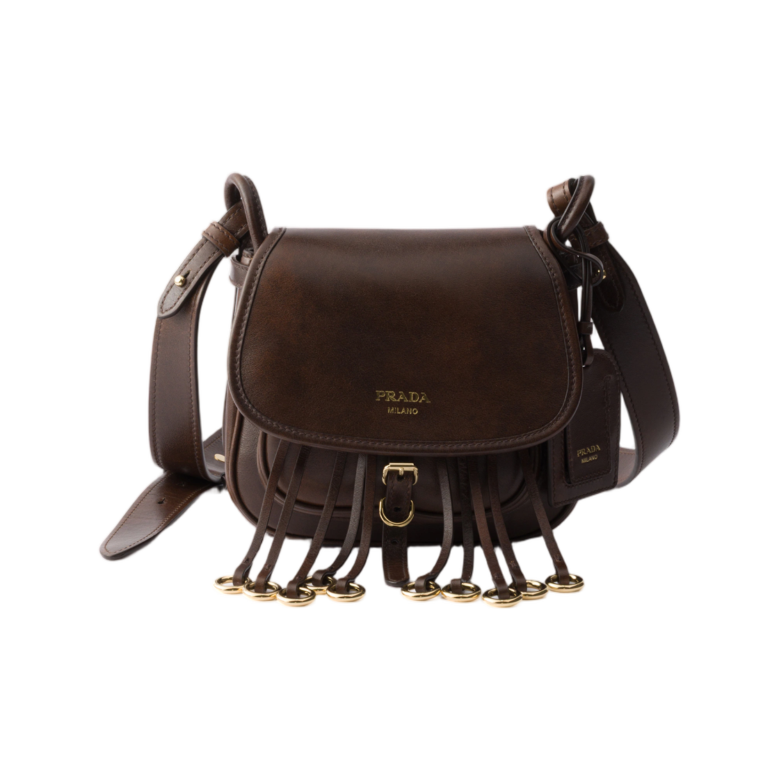 1BD412-2ZRN-F0324 Prada Corsaire Aged Leather Mini Shoulder Bag Cocoa Brown