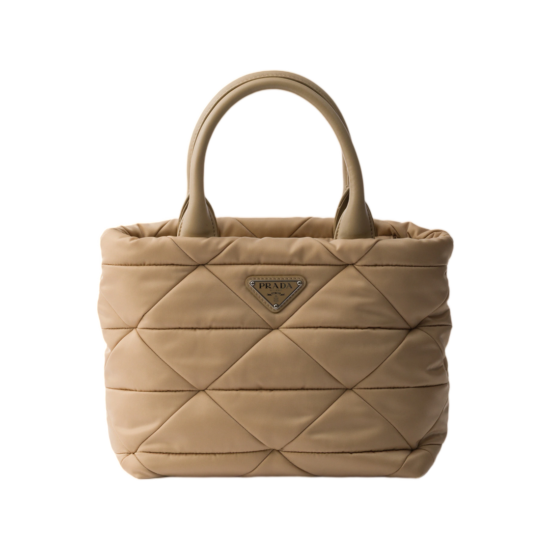 1BG373-RDJN-F0040 Prada Small Padded Re-Nylon Tote Camel Brown