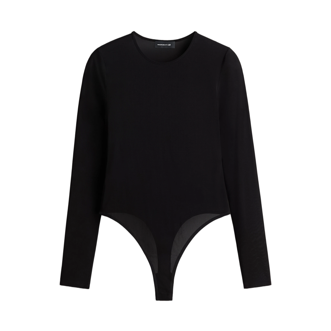 (W) 에이치앤엠 x 워드로브.NYC 시어 롱슬리브 바디수트 블랙((W) H&M x Wardrobe.NYC Sheer Long-Sleeved Bodysuit Black)