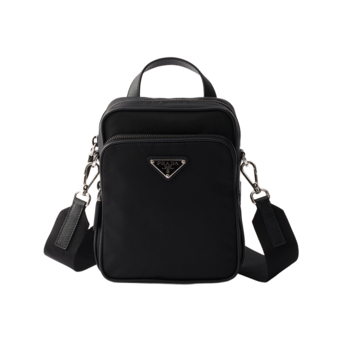 2VH211-2DMH-F0002 Prada Re-Nylon and Saffiano Leather Shoulder Bag Black