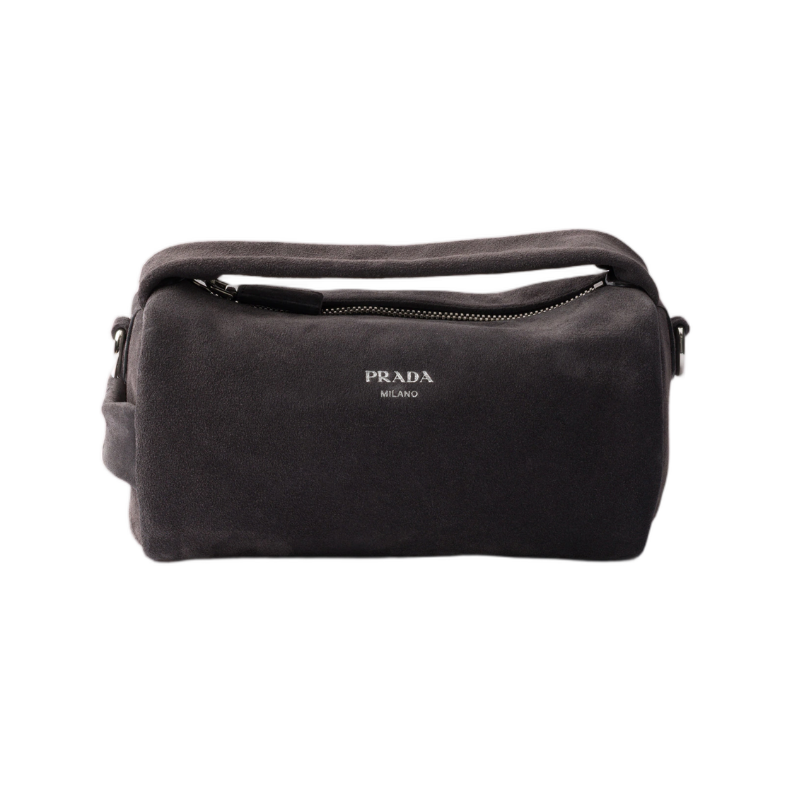 2VH188-2C4S-F0308 Prada Suede Leather Shoulder Bag Anthracite Gray
