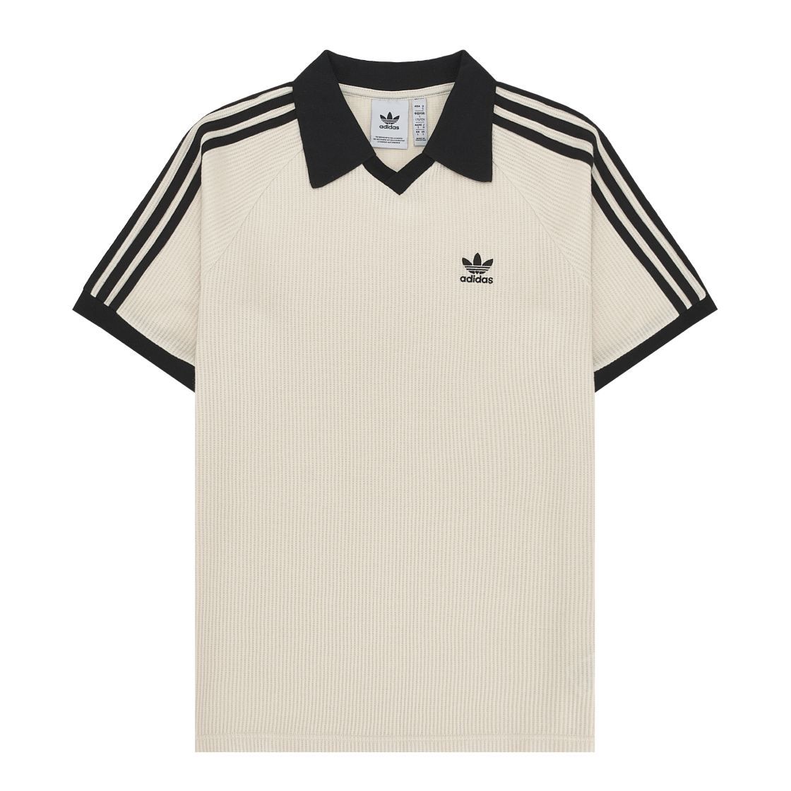 아디다스 오리지널스 와플 숏슬리브 폴로 셔츠 원더 화이트 - KR 사이즈(Adidas Originals Waffle Short Sleeve Polo Shirt Wonder White - KR Sizing)