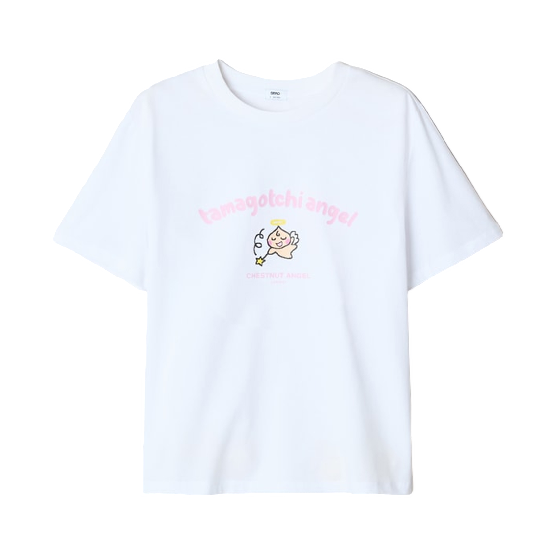 SPRLG37U23 Spao x Tamagotchi Angel Semi-Cropped Short Sleeve T-Shirt White