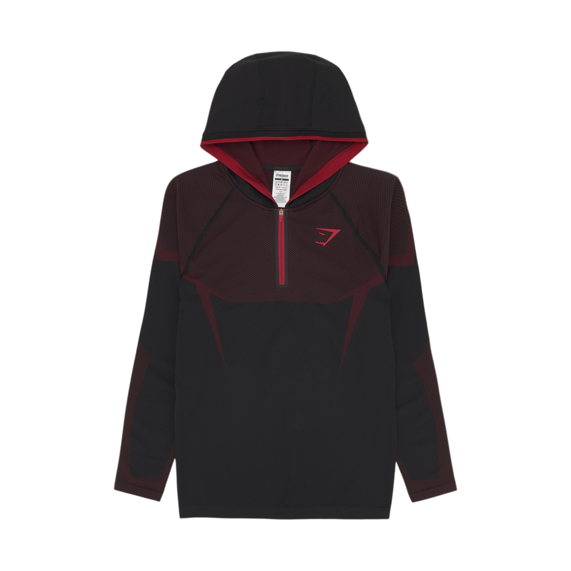 짐샤크 오닉스 5.0 심리스 후드 블랙 카마인 레드(Gymshark Onyx 5.0 Seamless Hoodie Black Carmine Red)