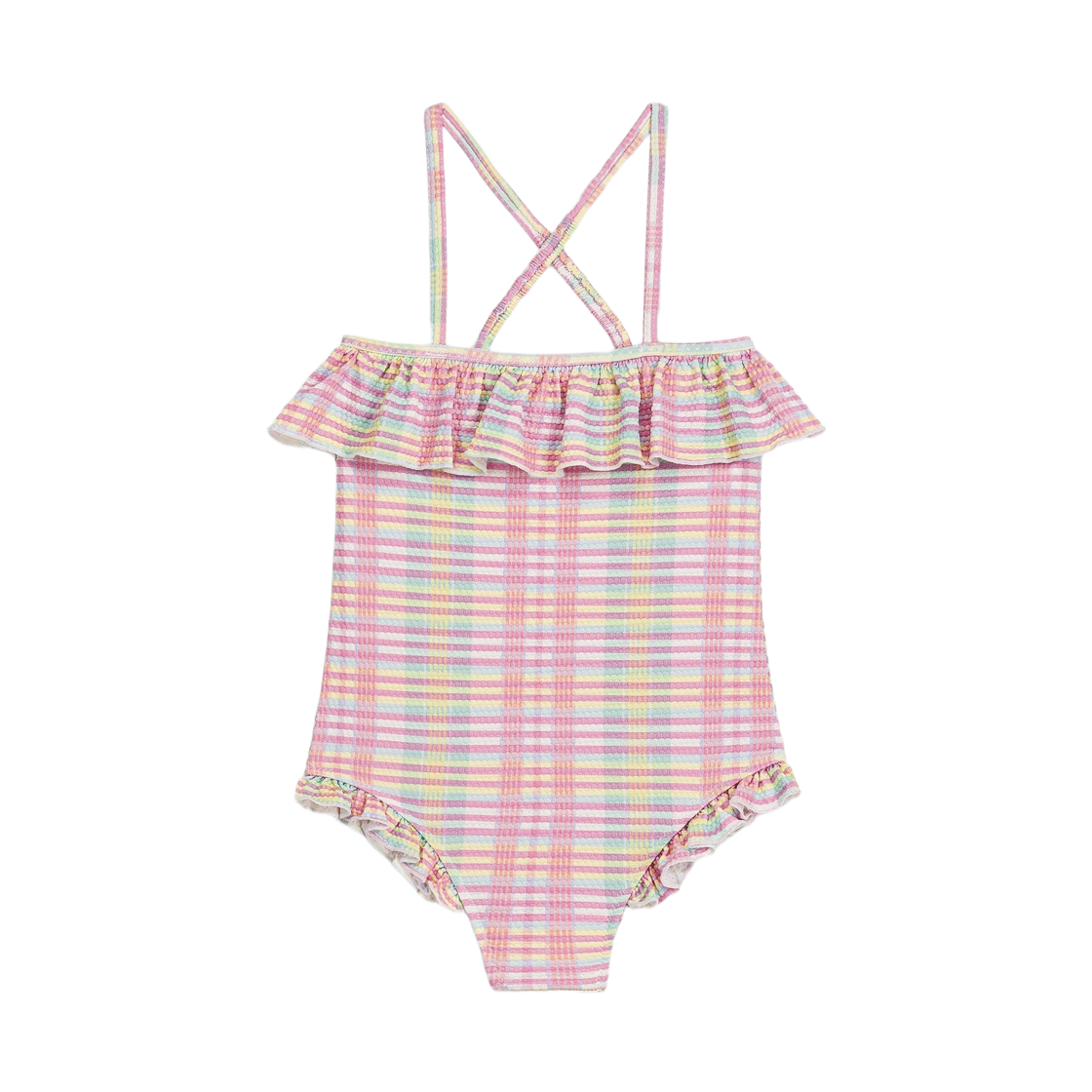(키즈) 루이스 미샤 조바나 스윔수트 핑크 아일랜드 체크((Kids) Louise Misha Jovana Swimsuit Pink Island Checks)