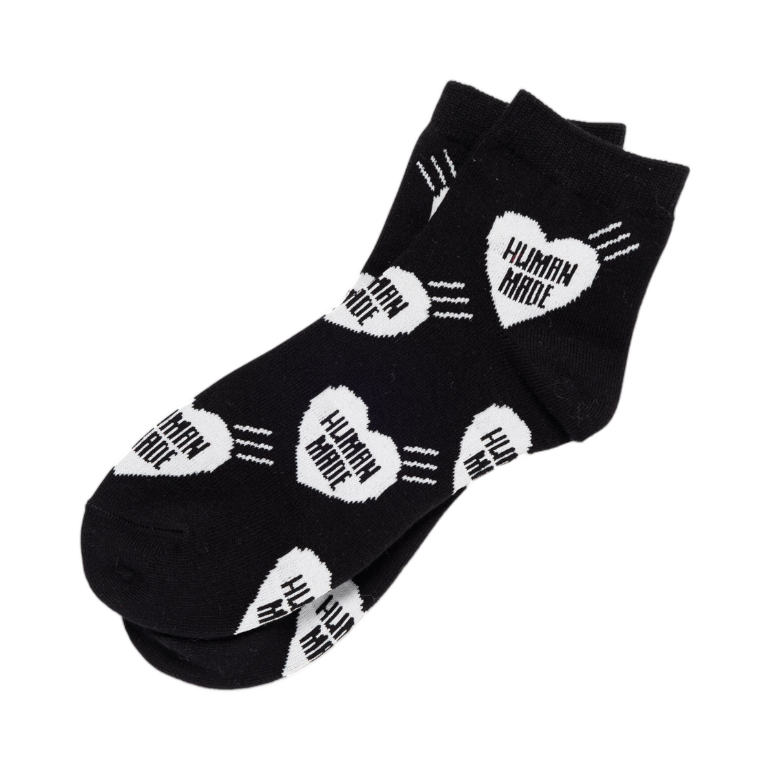 HM32GD058 Human Made Heart Short Socks Black