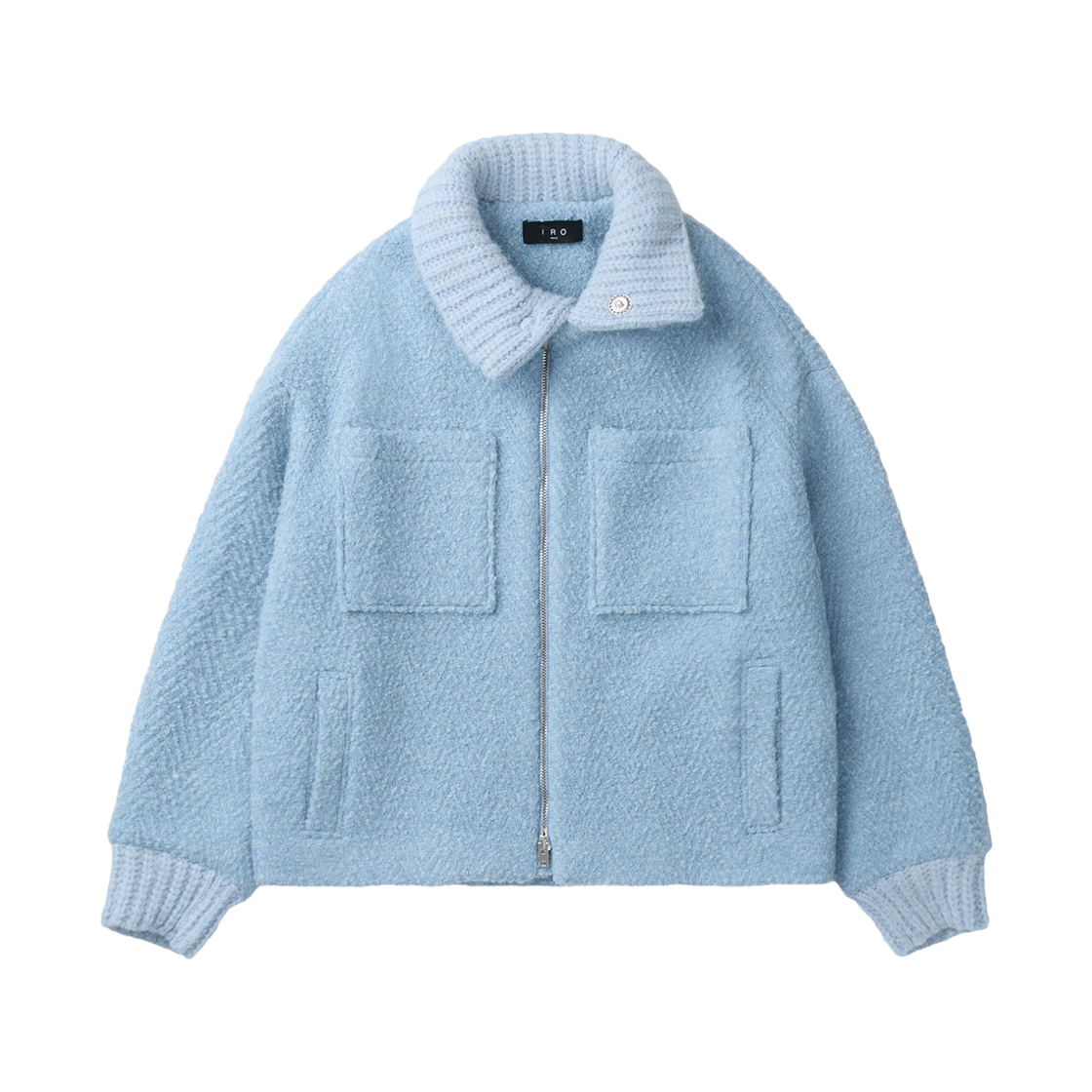 이로 사노비스웨트 니트 하이브리드 집업 자켓 블루(Iro Sanobspe Knit Hybrid Zip-Up Jacket Blue)