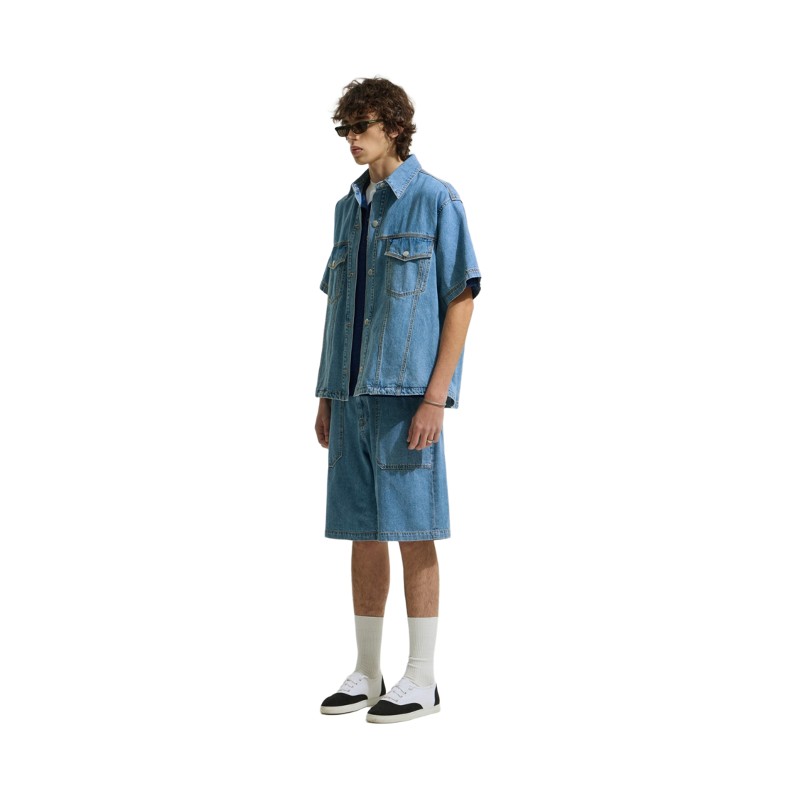 이로 리바주 데님 반팔 트러커 셔츠 라이트 블루(Iro Rivage Denim Short Sleeve Trucker Shirt Light Blue) - 3