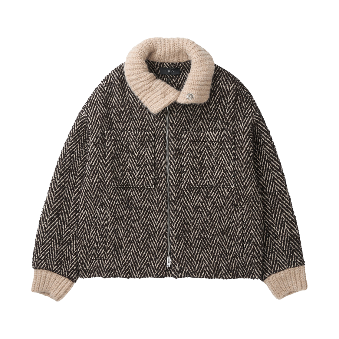 이로 사노비스웨트 니트 하이브리드 집업 자켓 베이지(Iro Sanobspe Knit Hybrid Zip-Up Jacket Beige)