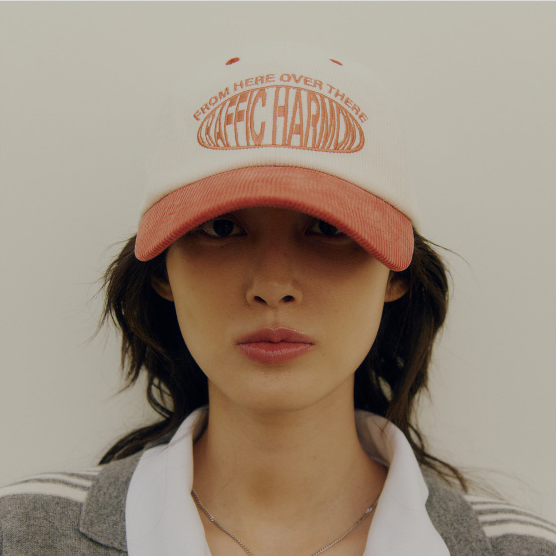 트래픽하모니 코듀로이 라운드 로고 딥핏 볼캡 아이보리&오렌지(Traffic Harmony Corduroy Round Logo Deep Fit Ball Cap Ivory & Orange) - 2