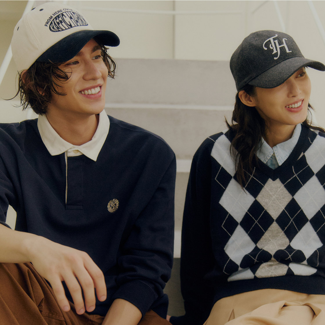 트래픽하모니 코듀로이 라운드 로고 딥핏 볼캡 아이보리&네이비(Traffic Harmony Corduroy Round Logo Deep Fit Ball Cap Ivory & Navy) - 6