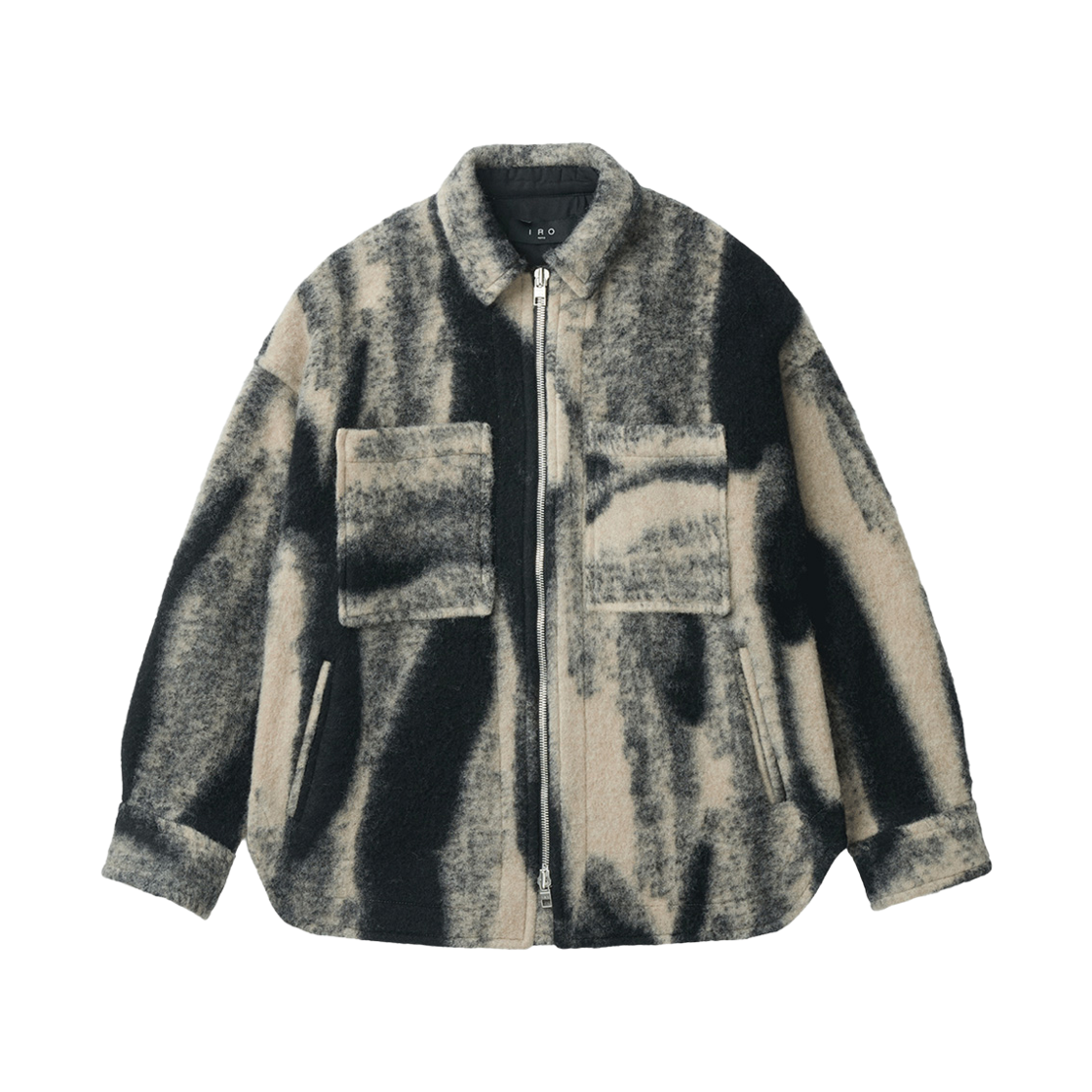 이로 모푸스웨트1 지브라 봄버 자켓 블랙 패턴(Iro Mofuspe1 Zebra Bomber Jacket Black Pattern)