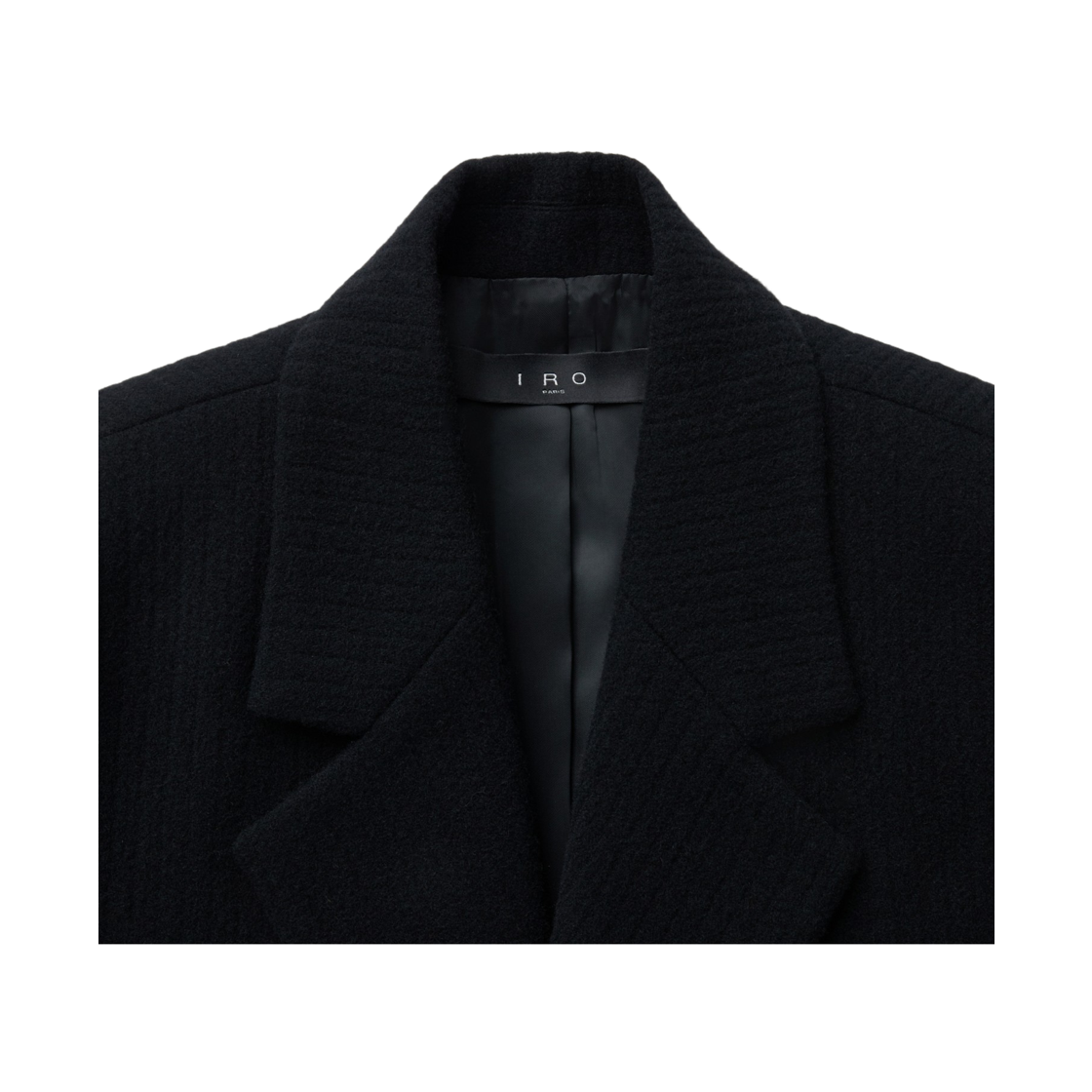 이로 미스웨트랄 울 스웨트라이프 패턴 투버튼 자켓 블랙(Iro Mistral Wool Stripe Pattern Two Button Jacket Black) - 4