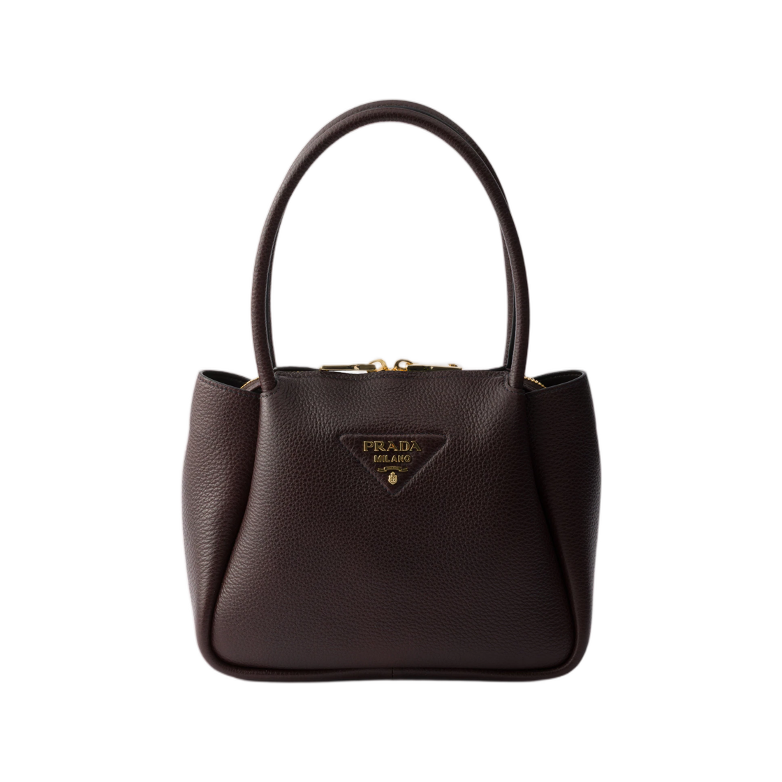 1BC145-2DKV-F05T8 Prada Liaison Small Leather Handbag Dark Brown